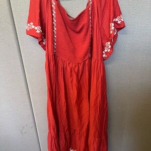 Summer perfect Red and White Midi Dress size 4XL euc